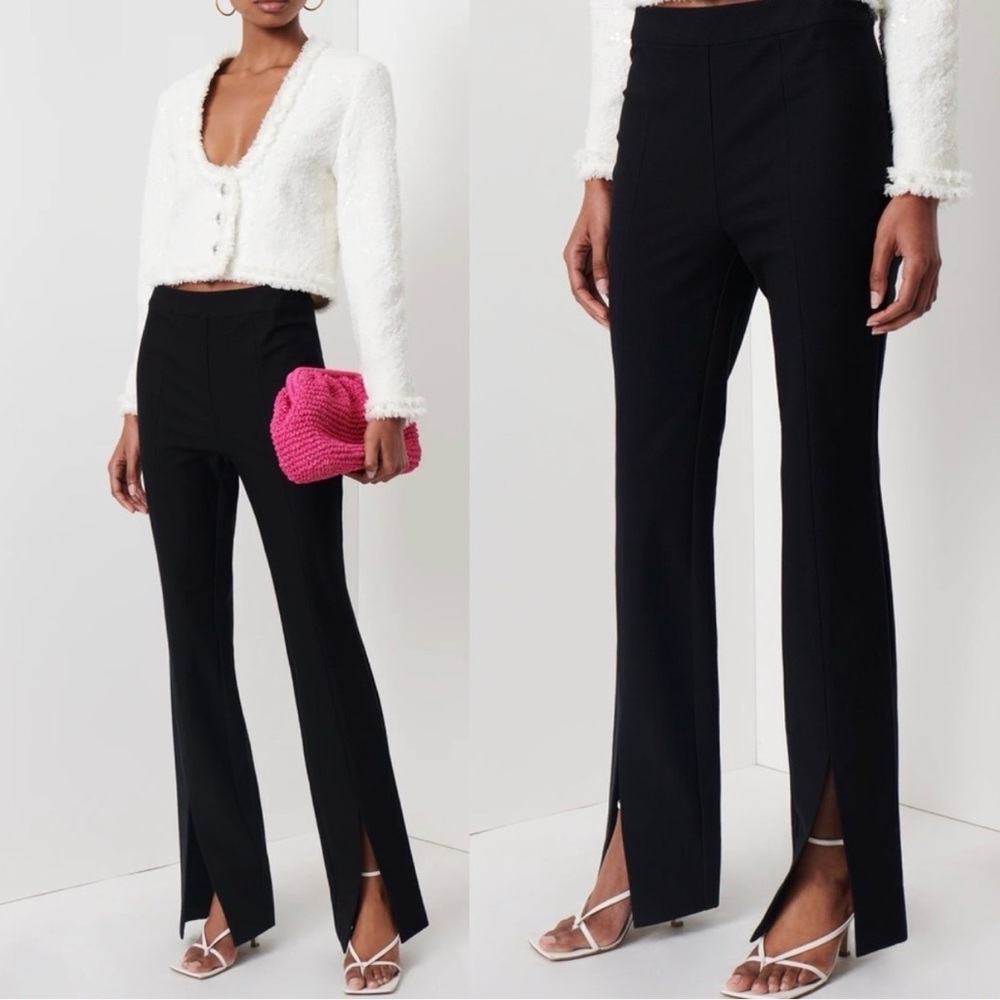 Derek Lam - women’s Lucia split Cuffs pants black cotton blend banded waist SZ 8